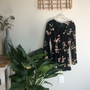 UO Pins & Needles Black Floral Romper
